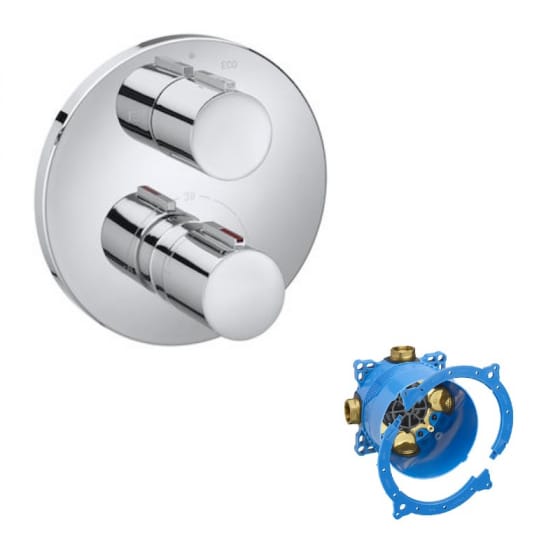 Image of Roca T-1000 Round Thermostatic Bath Shower Valve