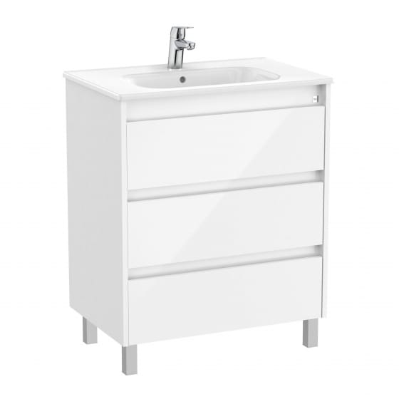 Image of Roca Tenet: Unik Floor Standing Vanity Unit with Three Drawers and Basin (700mm)