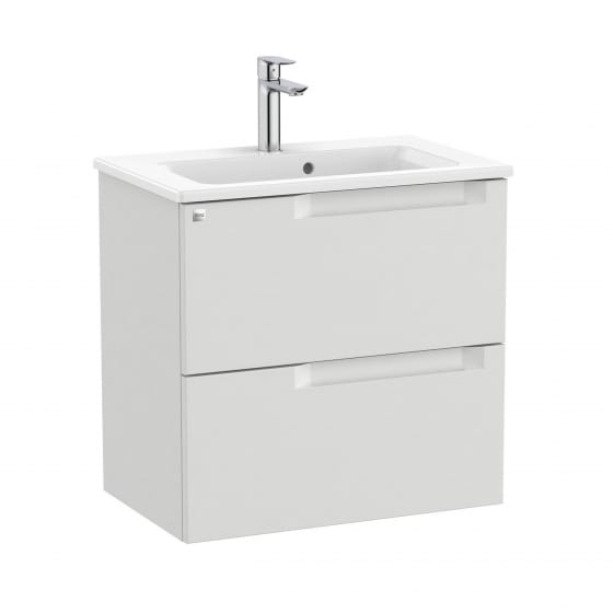 Image of Roca Aleyda: Unik Compact Wall-hung Vanity Unit with Two Drawers and Basin (600mm)