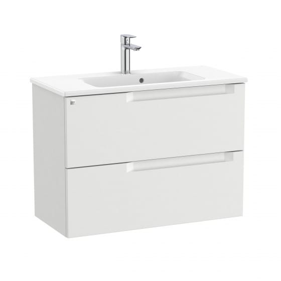 Image of Roca Aleyda: Unik Compact Wall-hung Vanity Unit with Two Drawers and Basin (800mm)