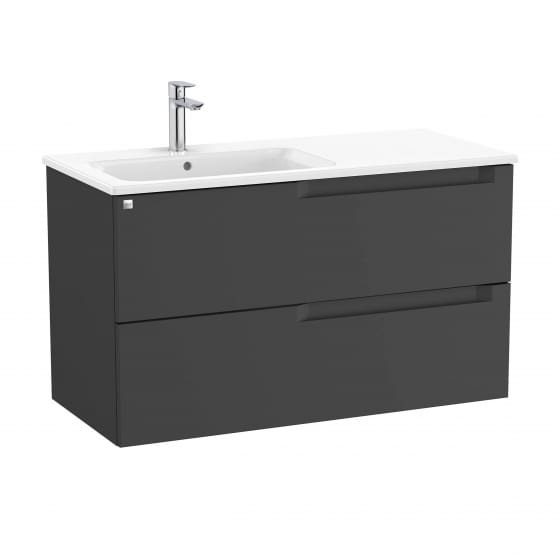 Image of Roca Aleyda: Unik Wall-hung Vanity Unit with Two Drawers and LH Basin (1000mm)