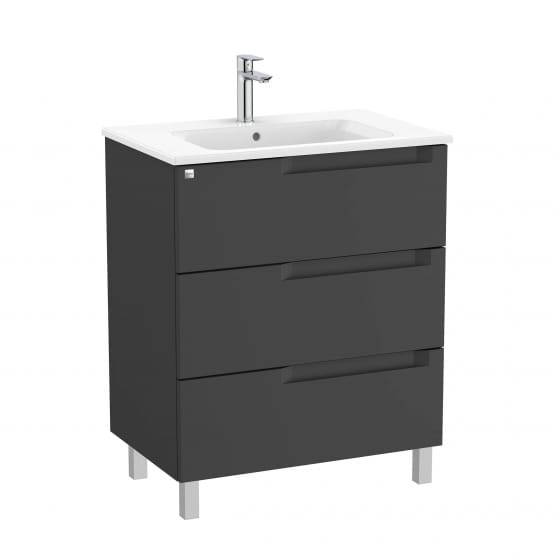 Image of Roca Aleyda: Unik Floor-standing Vanity Unit with Three Drawers and Basin (700mm)