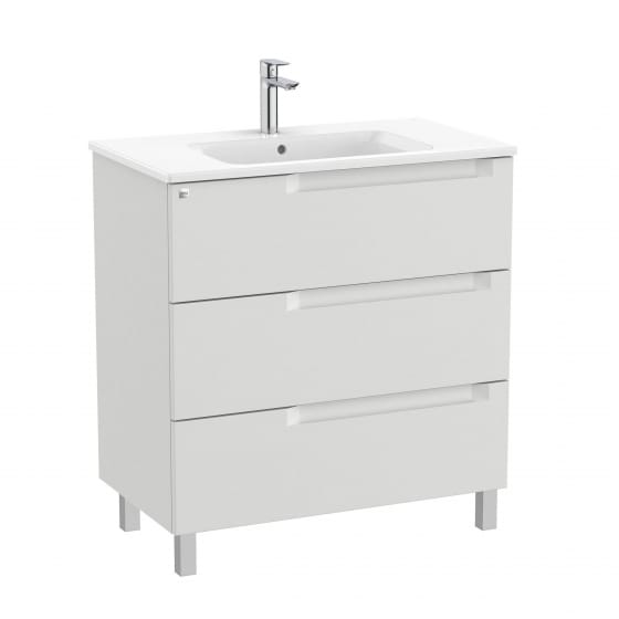 Image of Roca Aleyda: Unik Floor-standing Vanity Unit with Three Drawers and Centred Basin (800mm)