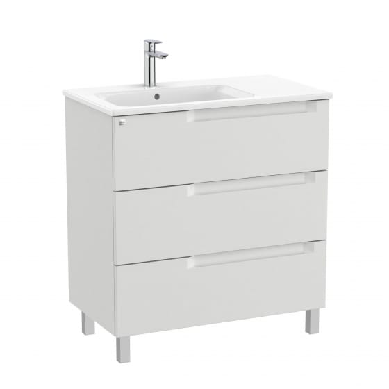 Image of Roca Aleyda: Unik Floor-standing Vanity Unit with Three Drawers and LH Basin (800mm)