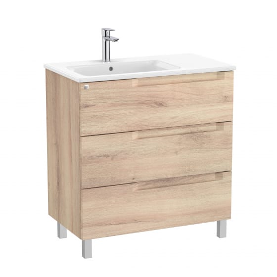 Image of Roca Aleyda: Unik Floor-standing Vanity Unit with Three Drawers and LH Basin (800mm)