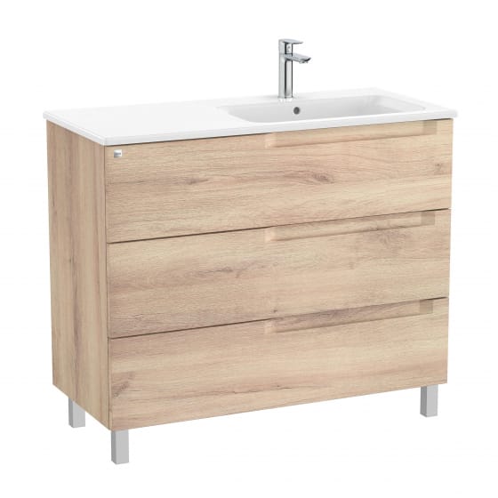 Image of Roca Aleyda: Unik Floor-standing Vanity Unit with Three Drawers and RH Basin (1000mm)