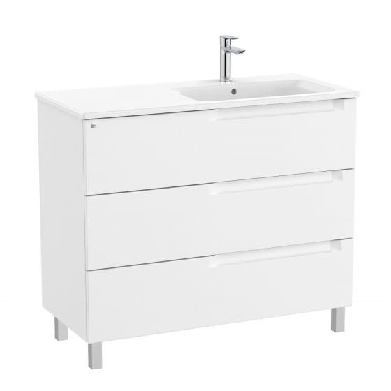 Image of Roca Aleyda: Unik Floor-standing Vanity Unit with Three Drawers and RH Basin (1000mm)