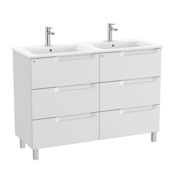 Image of Roca Aleyda: Unik Floor-standing Double Vanity Unit with Six Drawers and Double Basins (1200mm)