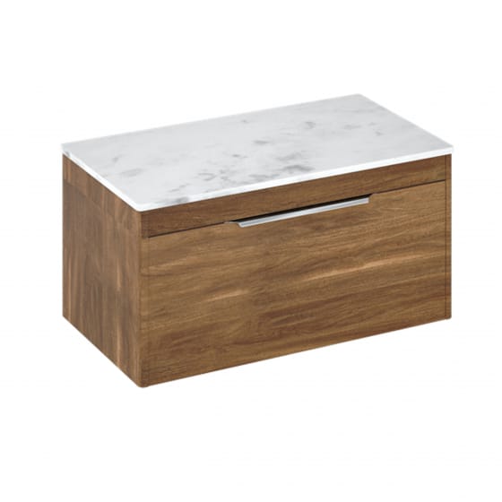 Image of Britton: Shoreditch Wall-hung Drawer Unit with Carrera White Worktop (850mm)