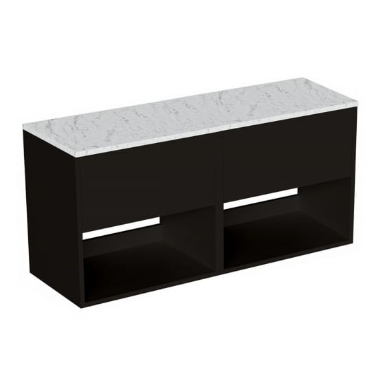 Image of Britton Hackney: Wall-hung Vanity Unit with Carrara Worktop (1200mm)