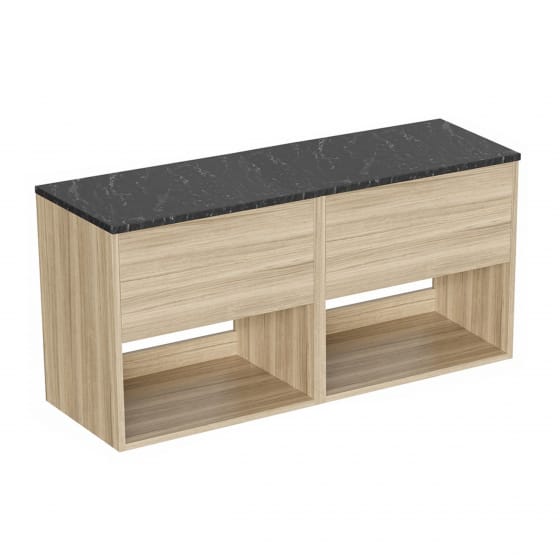 Image of Britton Hackney: Wall-hung Vanity Unit with Marquina Worktop (1200mm)