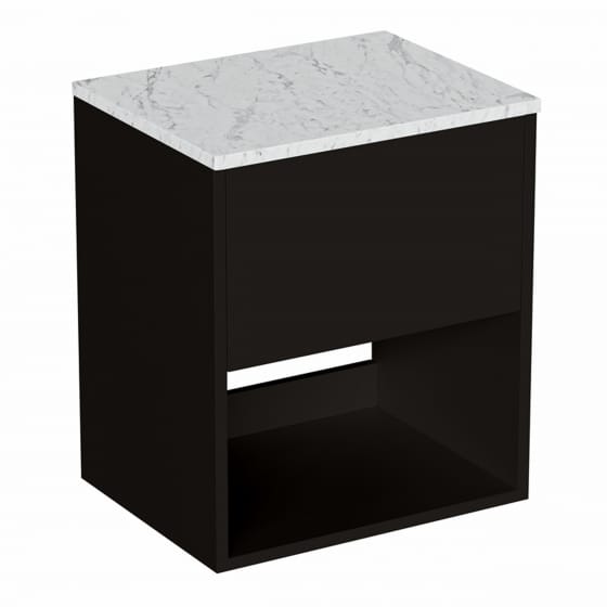 Image of Britton Hackney: Wall-Hung Vanity Unit with Carrara Worktop (500mm)