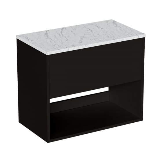 Image of Britton Hackney: Wall-Hung Vanity Unit with Carrara Worktop (700mm)