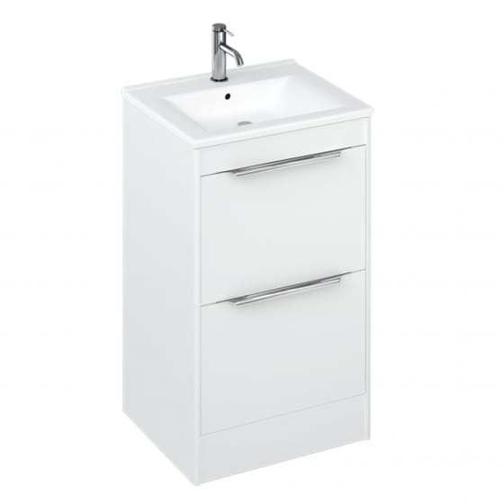 Image of Britton: Shoreditch Floorstanding Vanity Unit with Double Drawers and Note Square Basin (550mm)