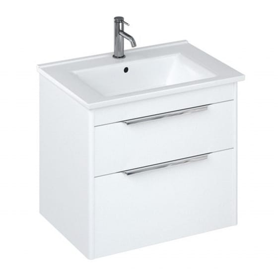 Image of Britton: Shoreditch Wall-hung Vanity Unit with Double Drawers and Note Square Basin (650mm)