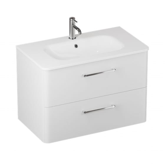 Image of Britton: Camberwell Wall-hung Bathroom Vanity Unit with Two Drawers and Basin (800mm)