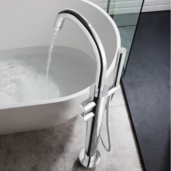 Image of Crosswater Kai Lever Freestanding Bath Tap With Shower Kit