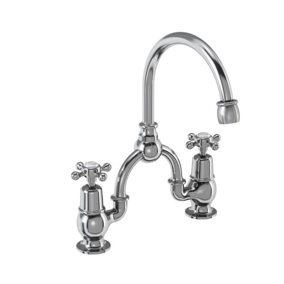 Image of Burlington Traditional 2 Tap Hole Basin Mixer Tap With Curved Spout