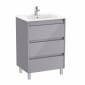 Image of Roca Tenet: Unik Floor Standing Vanity Unit with Three Drawers and Basin (600mm)