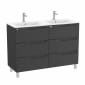 Image of Roca Aleyda: Unik Floor-standing Double Vanity Unit with Six Drawers and Double Basins (1200mm)